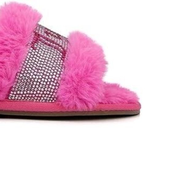 Juicy Couture Slide Slippers Faux Fur Crystals Gravity Pink Women's Sizes - Picture 14 of 15